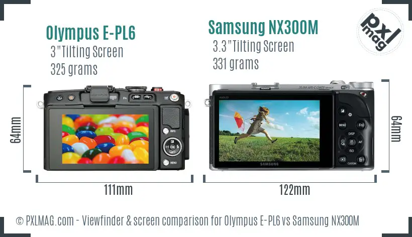 Olympus E-PL6 vs Samsung NX300M Screen and Viewfinder comparison