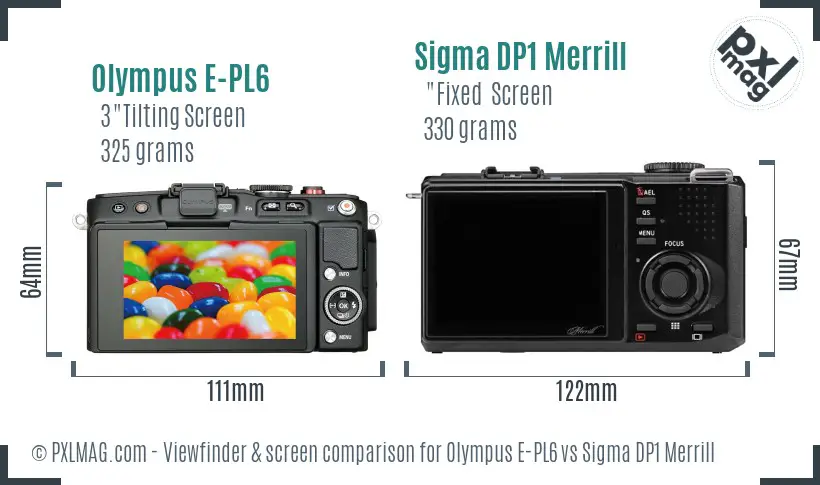 Olympus E-PL6 vs Sigma DP1 Merrill Screen and Viewfinder comparison