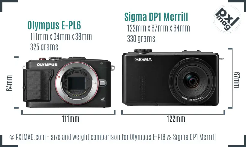 Olympus E-PL6 vs Sigma DP1 Merrill size comparison