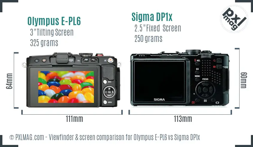 Olympus E-PL6 vs Sigma DP1x Screen and Viewfinder comparison