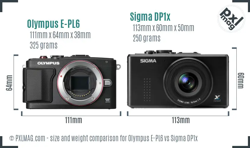 Olympus E-PL6 vs Sigma DP1x size comparison