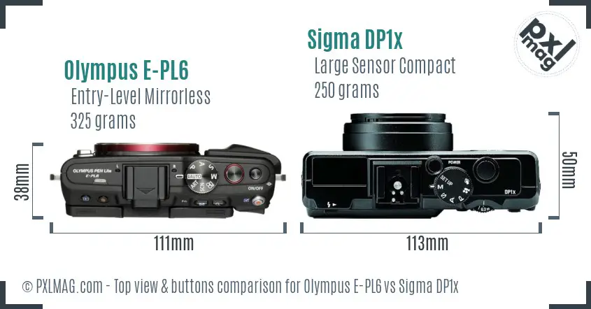 Olympus E-PL6 vs Sigma DP1x top view buttons comparison