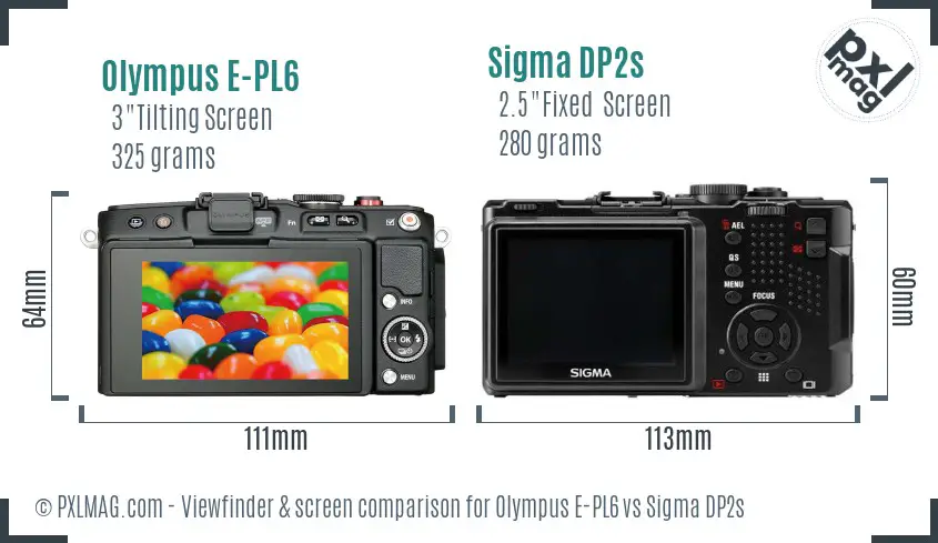 Olympus E-PL6 vs Sigma DP2s Screen and Viewfinder comparison