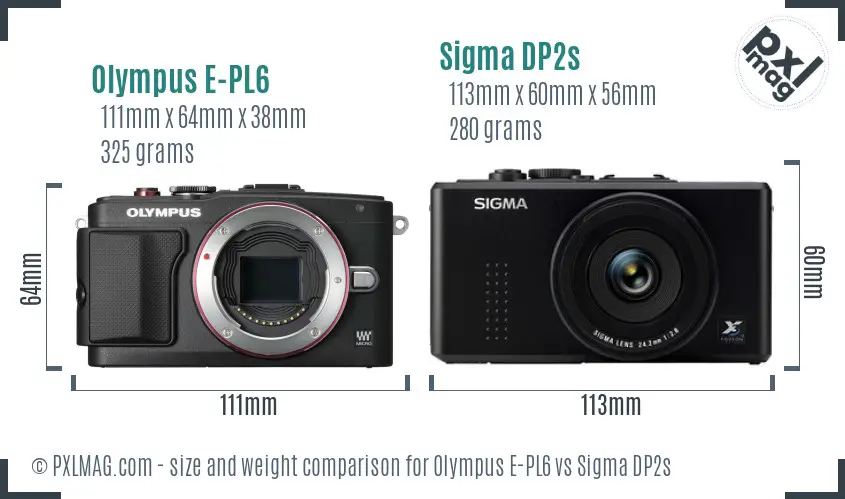 Olympus E-PL6 vs Sigma DP2s size comparison