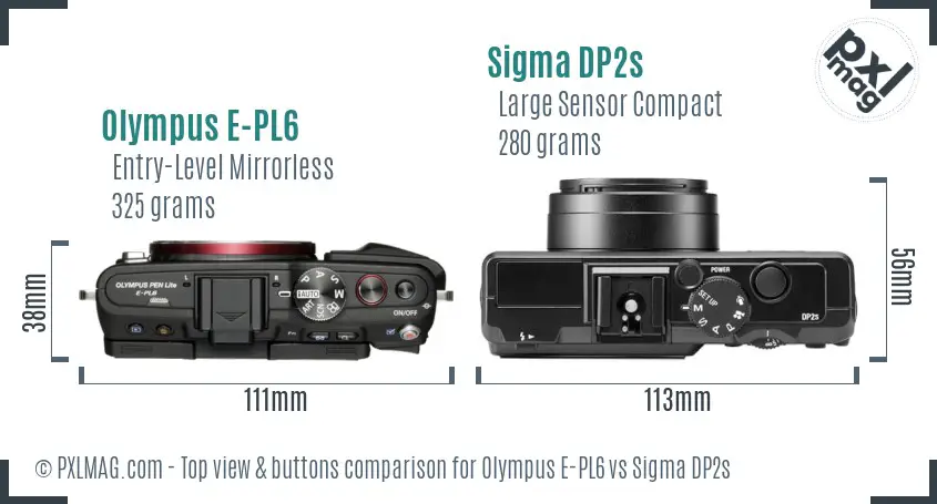 Olympus E-PL6 vs Sigma DP2s top view buttons comparison