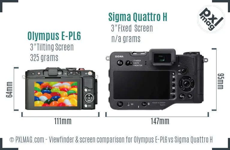 Olympus E-PL6 vs Sigma Quattro H Screen and Viewfinder comparison
