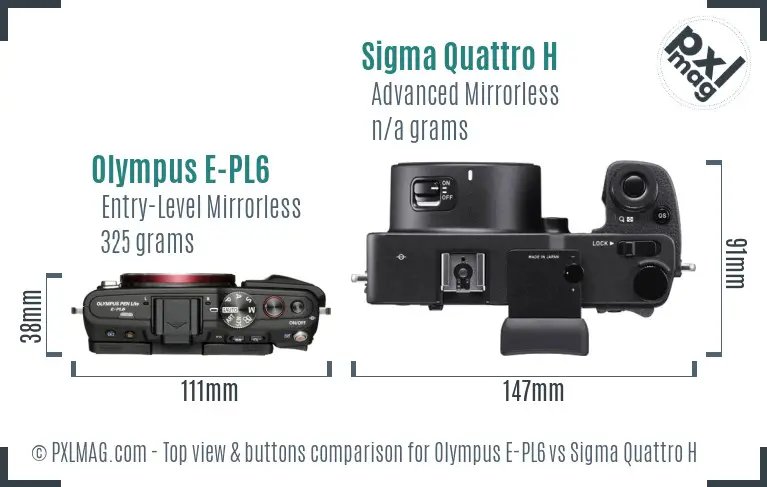 Olympus E-PL6 vs Sigma Quattro H top view buttons comparison