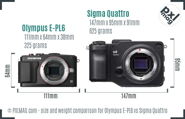 Olympus E-PL6 vs Sigma Quattro size comparison