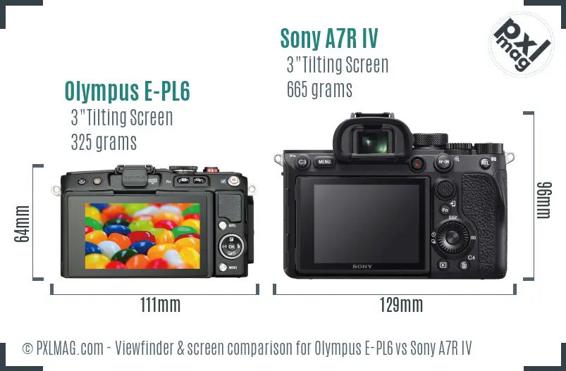 Olympus E-PL6 vs Sony A7R IV Screen and Viewfinder comparison