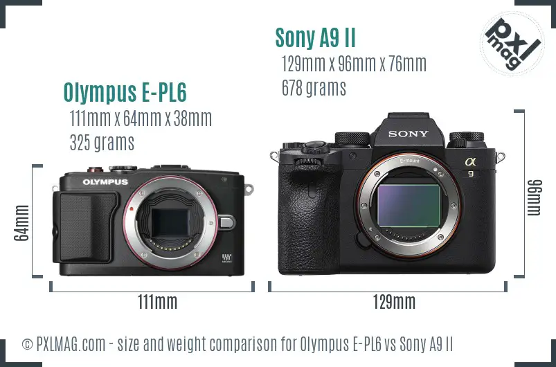 Olympus E-PL6 vs Sony A9 II size comparison