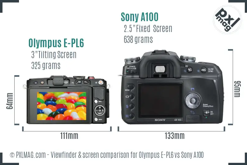 Olympus E-PL6 vs Sony A100 Screen and Viewfinder comparison Olympus E-PL6 vs Sony A100 Screen and Viewfinder comparison