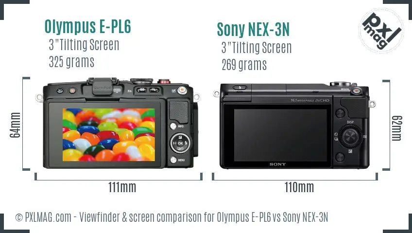 Olympus E-PL6 vs Sony NEX-3N Screen and Viewfinder comparison