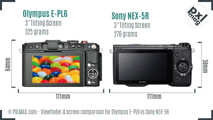 Olympus E-PL6 vs Sony NEX-5R Screen and Viewfinder comparison