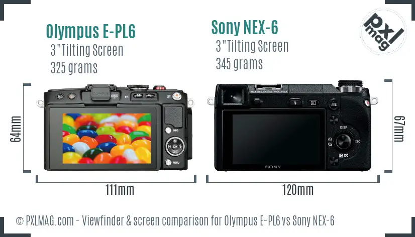 Olympus E-PL6 vs Sony NEX-6 Screen and Viewfinder comparison
