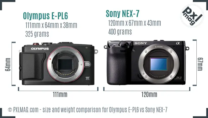 Olympus E-PL6 vs Sony NEX-7 size comparison Olympus E-PL6 vs Sony NEX-7 size comparison