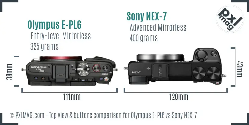 Olympus E-PL6 vs Sony NEX-7 top view buttons comparison Olympus E-PL6 vs Sony NEX-7 top view buttons comparison