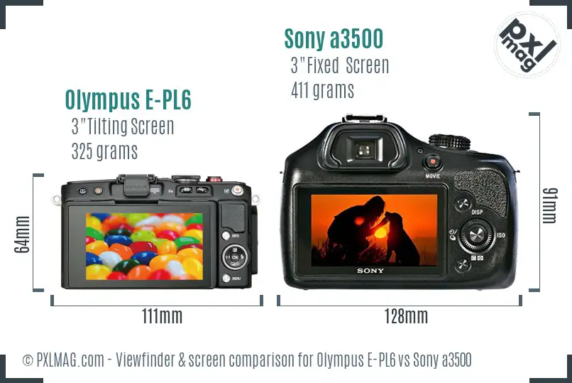 Olympus E-PL6 vs Sony a3500 Screen and Viewfinder comparison