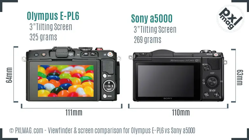 Olympus E-PL6 vs Sony a5000 Screen and Viewfinder comparison