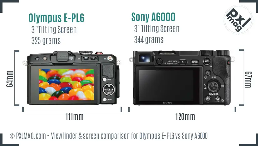 Olympus E-PL6 vs Sony A6000 Screen and Viewfinder comparison