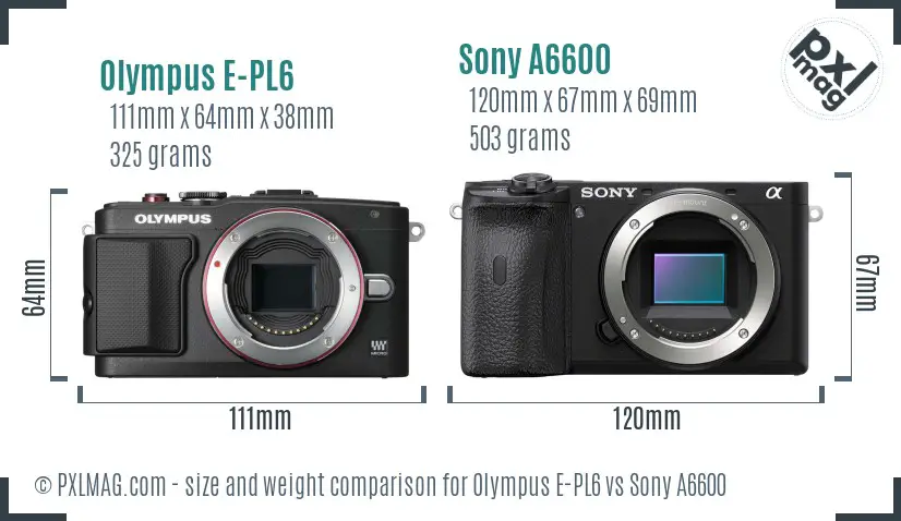 Olympus E-PL6 vs Sony A6600 size comparison