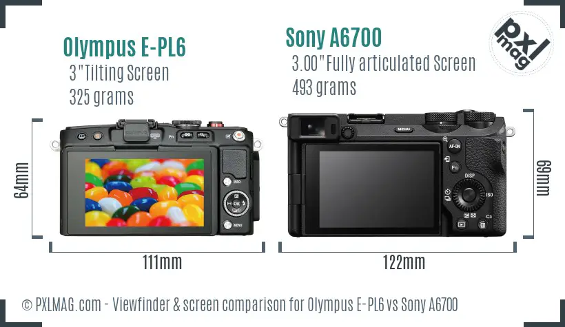 Olympus E-PL6 vs Sony A6700 Screen and Viewfinder comparison Olympus E-PL6 vs Sony A6700 Screen and Viewfinder comparison