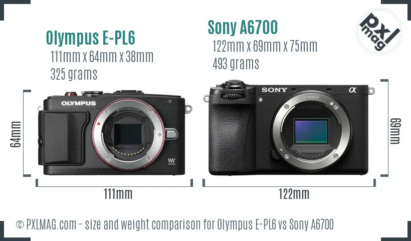 Olympus E-PL6 vs Sony A6700 size comparison Olympus E-PL6 vs Sony A6700 size comparison