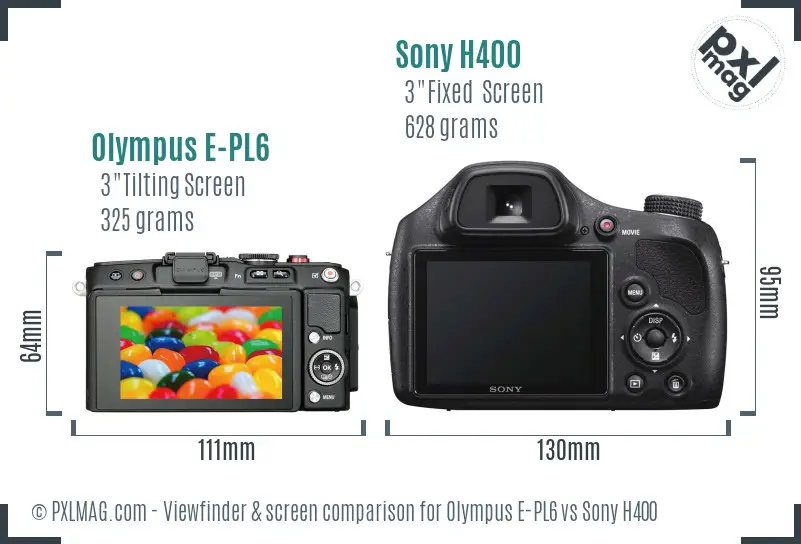 Olympus E-PL6 vs Sony H400 Screen and Viewfinder comparison