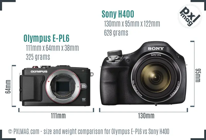 Olympus E-PL6 vs Sony H400 size comparison