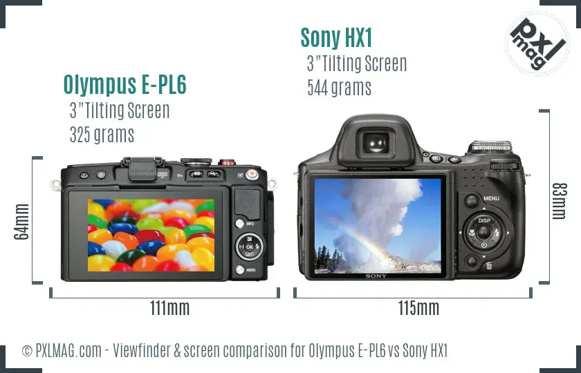 Olympus E-PL6 vs Sony HX1 Screen and Viewfinder comparison