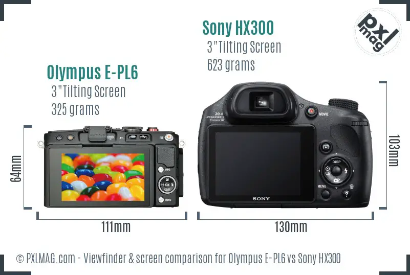 Olympus E-PL6 vs Sony HX300 Screen and Viewfinder comparison