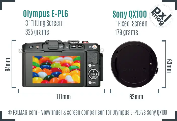 Olympus E-PL6 vs Sony QX100 Screen and Viewfinder comparison Olympus E-PL6 vs Sony QX100 Screen and Viewfinder comparison