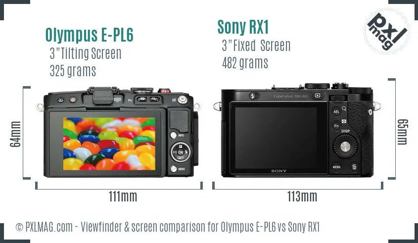 Olympus E-PL6 vs Sony RX1 Screen and Viewfinder comparison