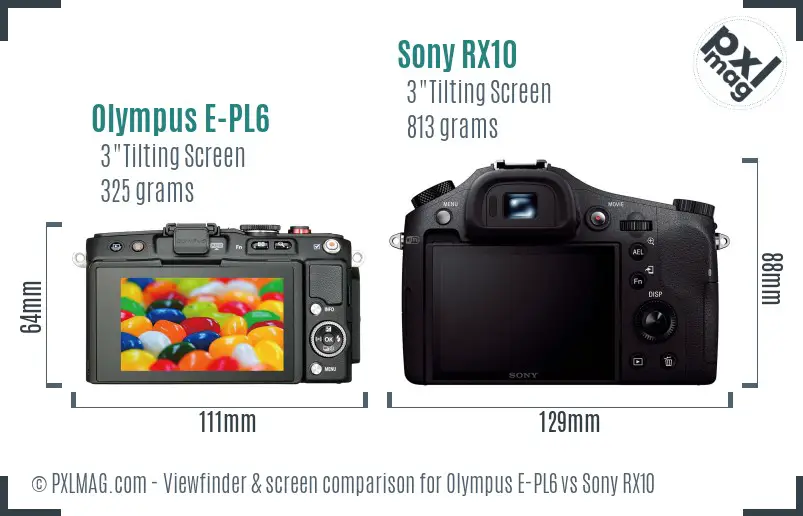 Olympus E-PL6 vs Sony RX10 Screen and Viewfinder comparison