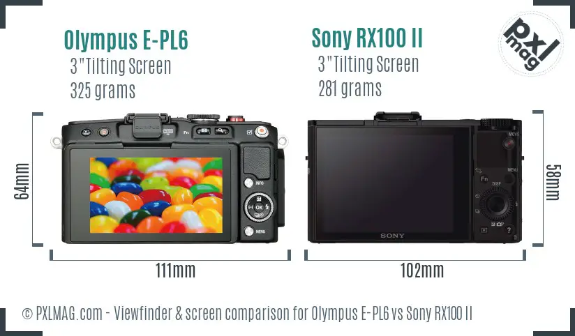 Olympus E-PL6 vs Sony RX100 II Screen and Viewfinder comparison