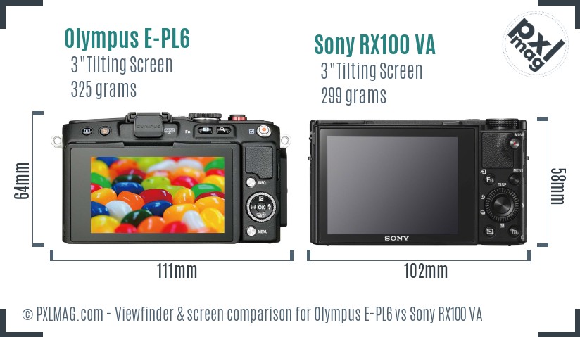 Olympus E-PL6 vs Sony RX100 VA Screen and Viewfinder comparison