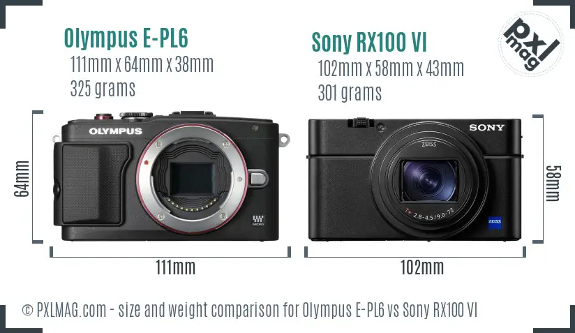 Olympus E-PL6 vs Sony RX100 VI size comparison Olympus E-PL6 vs Sony RX100 VI size comparison