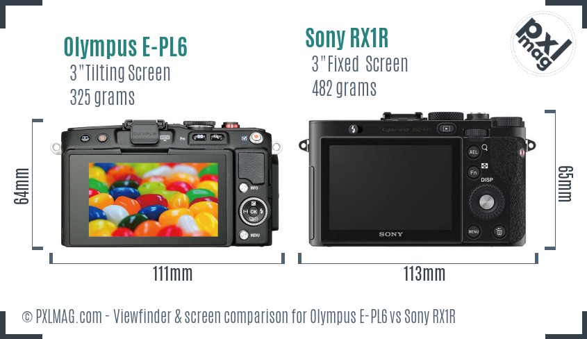 Olympus E-PL6 vs Sony RX1R Screen and Viewfinder comparison