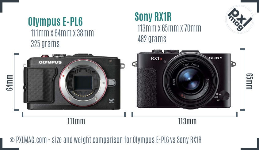 Olympus E-PL6 vs Sony RX1R size comparison Olympus E-PL6 vs Sony RX1R size comparison