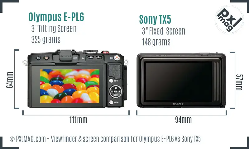 Olympus E-PL6 vs Sony TX5 Screen and Viewfinder comparison