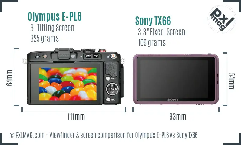 Olympus E-PL6 vs Sony TX66 Screen and Viewfinder comparison