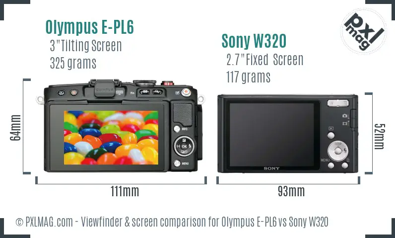 Olympus E-PL6 vs Sony W320 Screen and Viewfinder comparison
