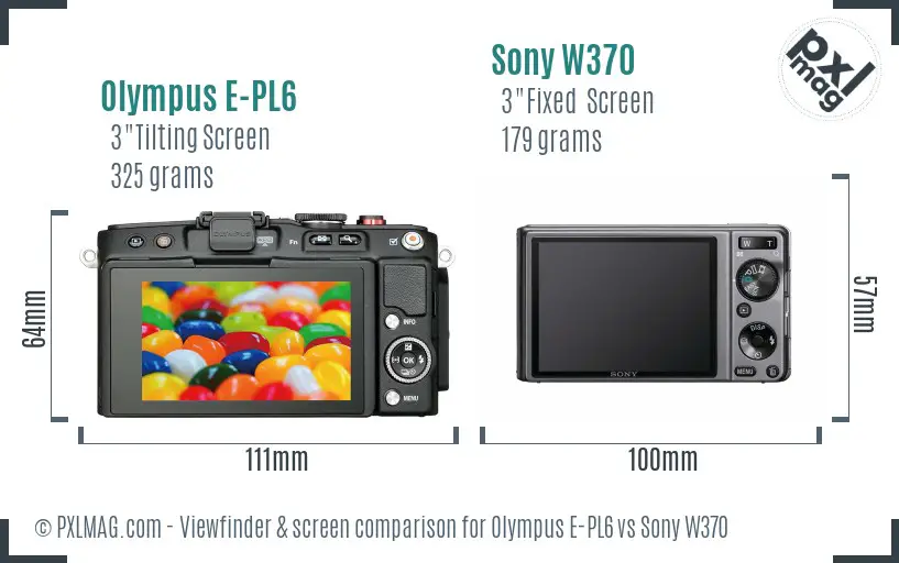 Olympus E-PL6 vs Sony W370 Screen and Viewfinder comparison Olympus E-PL6 vs Sony W370 Screen and Viewfinder comparison