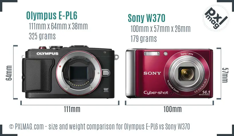 Olympus E-PL6 vs Sony W370 size comparison Olympus E-PL6 vs Sony W370 size comparison