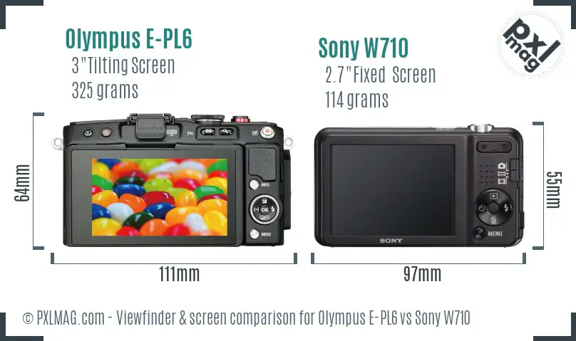 Olympus E-PL6 vs Sony W710 Screen and Viewfinder comparison