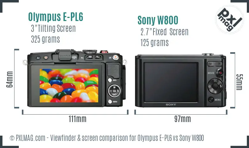 Olympus E-PL6 vs Sony W800 Screen and Viewfinder comparison