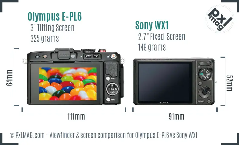 Olympus E-PL6 vs Sony WX1 Screen and Viewfinder comparison