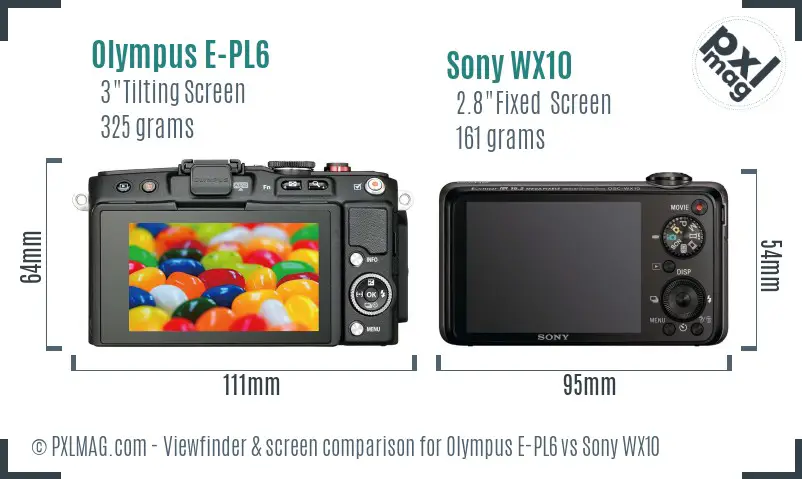 Olympus E-PL6 vs Sony WX10 Screen and Viewfinder comparison Olympus E-PL6 vs Sony WX10 Screen and Viewfinder comparison