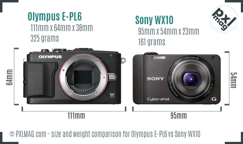 Olympus E-PL6 vs Sony WX10 size comparison Olympus E-PL6 vs Sony WX10 size comparison