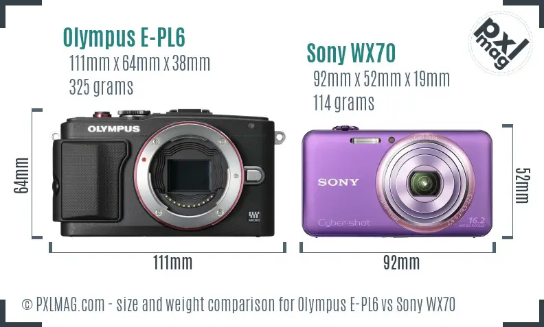 Olympus E-PL6 vs Sony WX70 size comparison