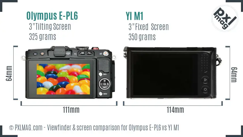 Olympus E-PL6 vs YI M1 Screen and Viewfinder comparison